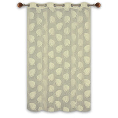 Heart Home Leaf Print 7 Feet Cotton Door Curtain for Living Room, Bed Room, Kids Room with 8 Eyelets (Cream)-50HH01064