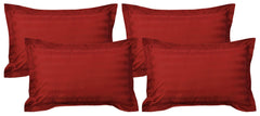 Kuber Industries 4 Pieces Cotton Luxurious Satin Striped Pillow Cover Set-17"x27" (Maroon) - CTKTC40317