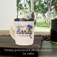 Kuber Industries Insulated Coffee Mug|Stainless Steel Double Wall Tea|Tumbler Cup|Milk Mug with Sliding Lid for Kids & Adults|400 ML|Pack of 2 (Cream)