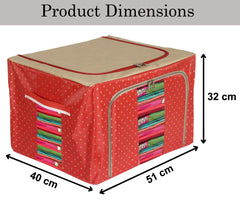 Kuber Industries Dots Print Living Box - Wardrobe Organizer, Cloth Storage Bags with Zip - 66 Litre,Red (F_26_KUBMART016907)