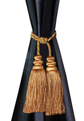 Kuber Industries Polyester 2 Pieces Curtain Tie Back Tassel Set (Gold) CTKTC33493