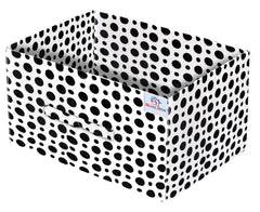 Heart Home Dot Print Non Woven Fabric 2-Replacement Drawer Storage And Cloth Organizer Unit for Closet (Black & White)-HHEART16016