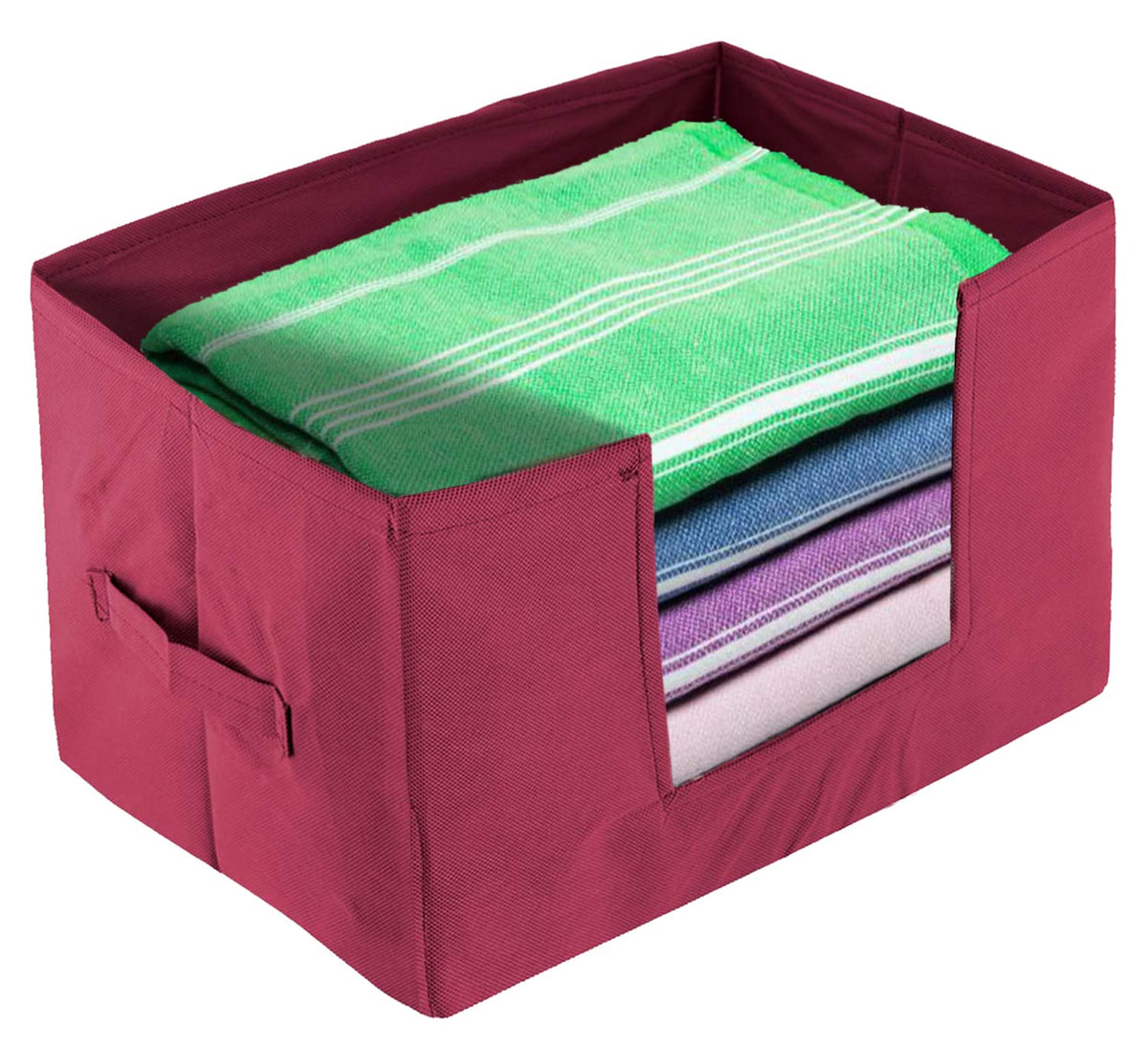 Heart Home Multiuses Non-Woven Closet Organizer, Storage Bin, Shelf Storage Oragnizer With Handle (Maroon)-HS43HEARTH26429