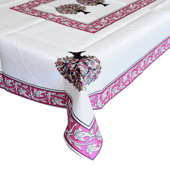 Heart Home Floral Print Polyester Dining Table Cover/Table Cloth for Home Decorative Luxurious 6 Seater, 60"x90" (Pink) 54HH4276.