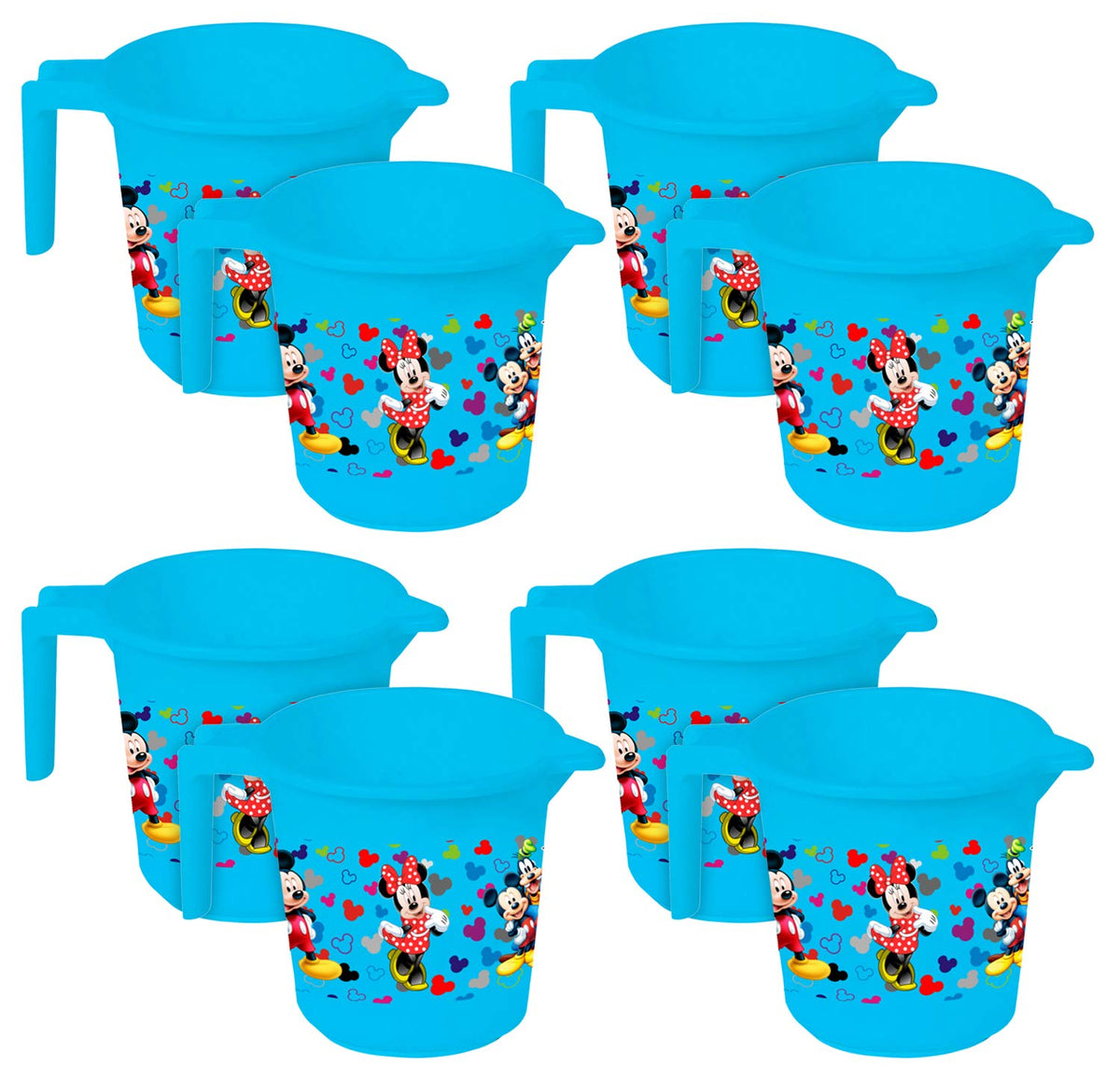 Kuber Industries Disney Team Mickey Print 8 Pieces Unbreakable Strong Plastic Bathroom Mug,500 ML (Blue) -HS_35_KUBMARTS17111