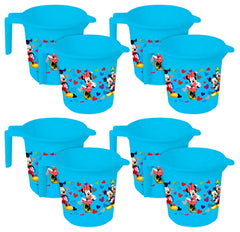 Kuber Industries Disney Team Mickey Print 8 Pieces Unbreakable Strong Plastic Bathroom Mug,500 ML (Blue) -HS_35_KUBMARTS17111