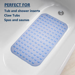 Heart Home Bath Mat | PVC Bathroom Mat | Shower Bath Mat | Transparent Round Floor Tub Mat | Foot Massager Mat | Anti-Skid Shower Mat with Drain Holes | Pack of 2 | Blue