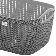 Heart Home Q-6 Designer Plastic Storage Basket For Store Fruits, Vegetables, Magazines, Cosmetics, Stationary Pack of 4 (Grey)-50HH01656