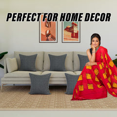 Kuber Industries Cushion Cover | Sofa Cushion Covers | Square Cushion Covers | Jute Cushion Covers | Couch Cushion Covers | Set of 5 | 16 Inch | Gray