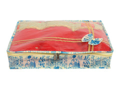 Kuber Industries Floral Print Non-Woven Saree cover For Store Saree, Lehenga, Suit With Transparent Top,Pack of 6 (Blue) 54KM4159