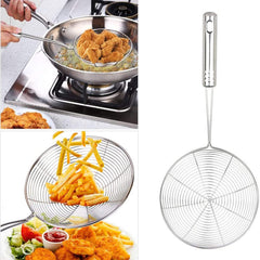 Heart Home 16cm Multiuses Stainless Steel Skimmer/Strainer/Jharni for Cooking and Frying (Silver), Standard