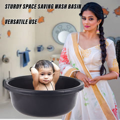 Kuber Industries Bath Tub|Versatile Plastic Utility Gaint Tub|Durable Deep Tub for Baby Bathing|Washing Clothes|Feeding Pan|26 Liter|Pack of 2 (Grey)