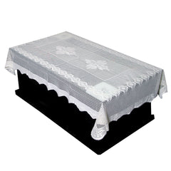 Kuber Industries Cotton 6 Seater Dining Table Cover - White, (Model: DTTDINNEDTT42)