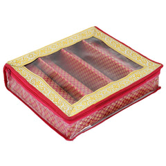 Kuber Industries Polka Dots Design Brocade Hardboard Four Rod Bangle Box (Pink) -CTKTC38845