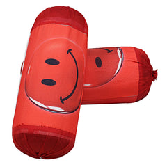 Kuber Industries Bolster Cover|Polyester Bolster Cover Set|Diwan Round Bolster Pillow Covers|Luxurious Smile Ball Print Roll Masand Cover|Pack of 2 (Red)