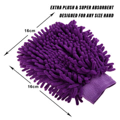 Heart Home Chenille Mitts|Microfiber Cleaning Gloves|Inside Waterproof Cloth Gloves|100 Gram Weighted Hand Duster|Chenille Gloves for Car|Glass|Pack of 2 (Purple)