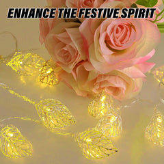 Kuber Industries Diwali Lights | Diwali String Light For Décor | Lights for Christmas | Lights for Navratri | Lights for Party | Lights for Indoor & Outdoor | Leaf String Lights | Golden