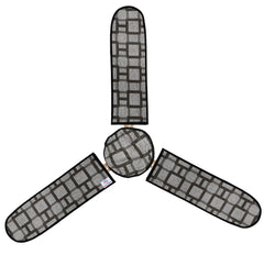 Heart Home PVC Square Print Dust Proof Three Blade Ceiling Fan Cover (Grey) 54HH4010.