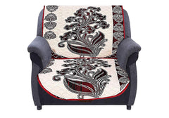 Kuber Industries Cotton Flower Design Reversible 5 Seater Sofa Cover Set (Cream, Maroon, Standard) -CTKTC29680 - 6 Pieces