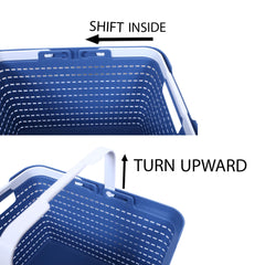 Kuber Industries Basket | Plastic Storage Basket for Fruits | Storage Basket for Picnic | Storage Basket for Kitchen | Stationery Storage Basket | FLORA-333 | Pack of 2 | Blue