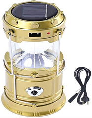 Kuber Industries 2 Piece Solar Lantern Emergency Light LED Rechargeable Torch with USB Mobile Charging Point and 2 Power Source Solar (Gold & Blue)-CTKTC022907