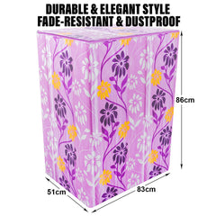 Heart Home Washing Machine Cover | Flower Print Washing Machine Cover | Knitting Polyester | Top Load Semi-Automatic Washing Machine Cover | Purple