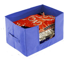 Kuber Industries 3 Pieces Large Capacity Space Saver Closet, Stackable and Foldable Saree, Clothes Organiser (Grey & Black & Royal Blue) -CTKTC39415