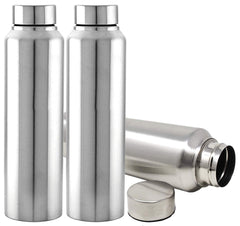 Kuber Industries Eagle Stainless Steel 3 Pieces Fridge Water Bottle/Refrigerator Bottle/Thunder, 1000 ML (Silver)-CTKTC043555