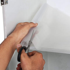 Kuber Industries Lining Pattern PVC Kitchen Shelf Liner Mat 5 Meter Roll - White