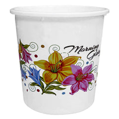 Kuber Industries Flower Print Plastic 3 Pieces Dustbin/Garbage Bin/Waste Bin, 7 Liters (Pink, Blue & White)-KUBMART10907
