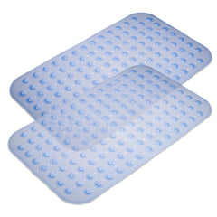 Heart Home Bath Mat | PVC Bathroom Mat | Shower Bath Mat | Transparent Round Floor Tub Mat | Foot Massager Mat | Anti-Skid Shower Mat with Drain Holes | Pack of 2 | Blue