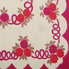 Kuber Industries Flower Printed Home Decorative Luxurious 4 Seater Cotton Center Table Cover/Table Cloth, 40"x60" (Cream & Pink)-44KM038