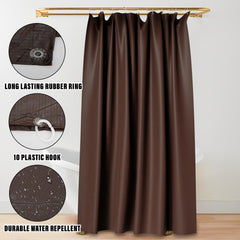 Kuber Industries Shower Curtain | Shelf Lining PVC Curtain for Bathroom | Shower Curtain for Bathroom | Bathroom Shower Curtain with Hooks | 7 Feet | Brown