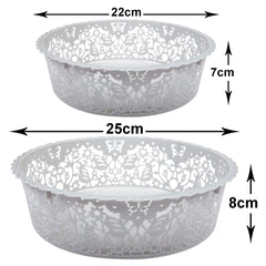 Kuber Industries Leaf Design Multipurpose Round Shape Basket Ideal For Friuts, Vegetable, Toys Small & Large Pack of 2 (Grey)