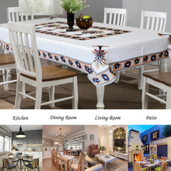 Heart Home Floral Print Polyester Dining Table Cover/Table Cloth for Home Decorative Luxurious 6 Seater, 60"x90" (Light Orange) 54HH4274.
