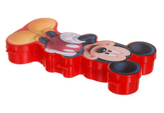 Heart Home Mickey Mouse Design Double Deck Durable Plastic Pencil Box, Small Plastic Pencil Case With Free Stationery (Red)