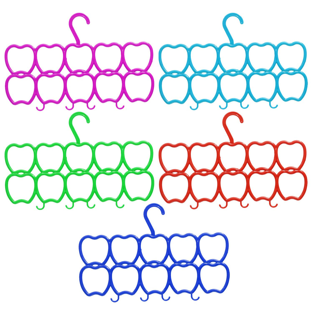 Kuber Industries 10-Circle 5 Pieces Plastic Heart Design Hanger for Scarf, Shawl, Tie, Belt, Closet Accessory Wardrobe Organizer (Multicolour) - CTKTC030781