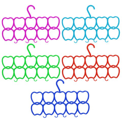 Kuber Industries 10-Circle 5 Pieces Plastic Heart Design Hanger for Scarf, Shawl, Tie, Belt, Closet Accessory Wardrobe Organizer (Multicolour) - CTKTC030781