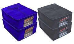 Kuber Industries 4 Pieces Parachute Waterproof Shirt Cover (Royal Blue & Black) - CTKTC031268