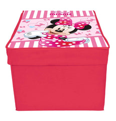 Kuber Industries Disney Minnie Printed Flodable Storage Box/Organizer With Lid Handle|Storage Box For Clothes|Toy Storage Box Large Size| (Pink)