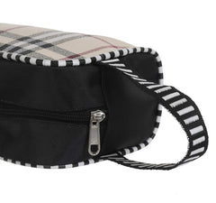 Heart Home Water-resistant Shaving Dopp Kit Bathroom Bag with Check Design-Set of 3 (Cream) (F_26_HEARTH017004)