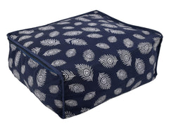 Heart Home Leaf Printed Saree Cover With Transparent Window, Pack of 2 (Navy Blue)