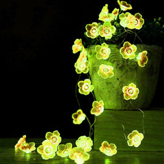 Kuber Industries Diwali Lights | 14 Flower Fairy Lights for Diwali | Christmas | Home Decoration | Indoor & outdoor | Diwali Lights for Decoration | Crystal Flower | Light Green