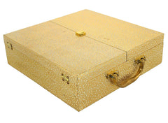 Heart Home Wooden Double Door 4 Rod Bangle Box | Vanity Organizer For Watches, Bracelet With Lock on Top & Handle (Gold)