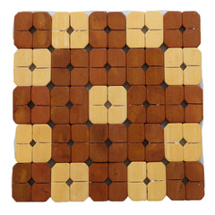 Kuber Industries Checkered Bamboo 6 Pieces Tea Coaster Set - Wooden