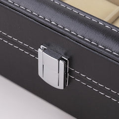 Kuber Industries 12 Slots Watch Organizer|Watch Storage Box For Men & Women|Secure Closer|Wrist Watch Display BoxBlack|