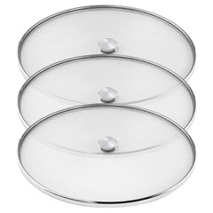 Heart Home Stainless Steel Vessel Net Cover/Lid/Strainer/Splash & Splatter Guard, 12 Inch- Pack of 3 (Silver)