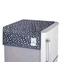 Kuber Industries Lining Net Design Cotton Fridge Top Cover - Grey, Standard (CTKTC02098)