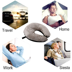 Kuber Industries 2 Pieces Unisex U-Shaped 100 Percent Pure Memory Foam Soft Cushions Neck Rest Pillow for Travel, Car, Train, Flight, Bus (Black & Grey)-CTKTC39214