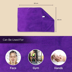 Kuber Industries Face Towel | Microfiber Hand Towel | Antibacterial Face Towel | Hair & Face Towel for Man | 400 GSM Towel | SHXS40602 | Purple